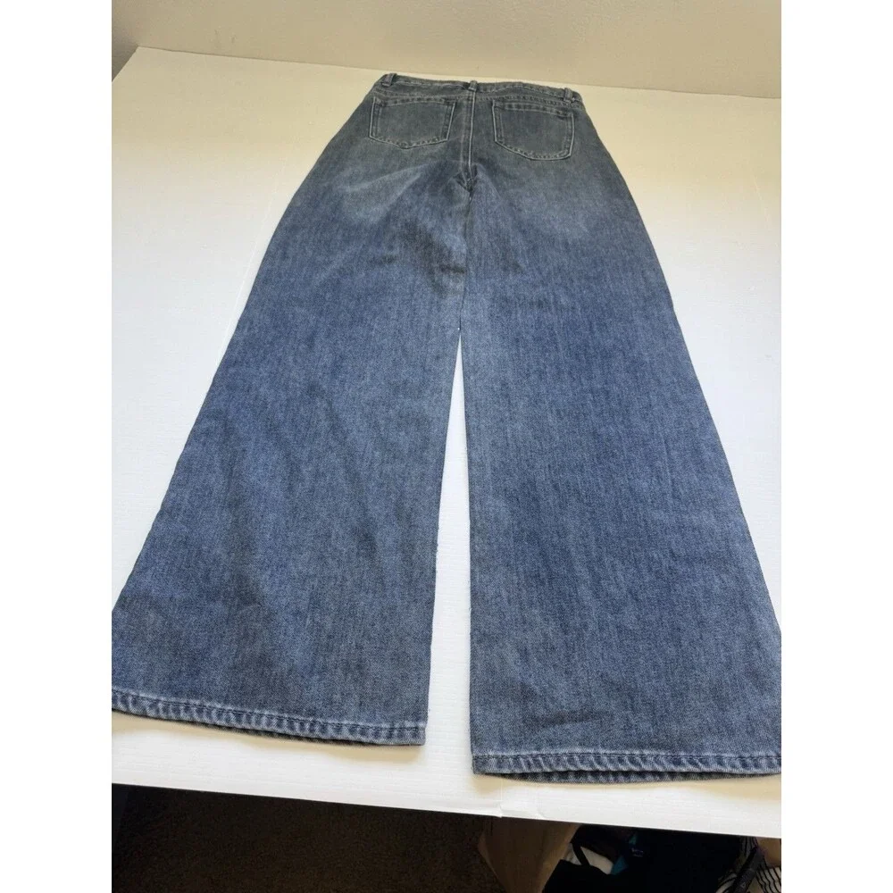 Tractr Girls Size 2 Wide Leg Jeans Blue Rhinestone Studded Denim Pants